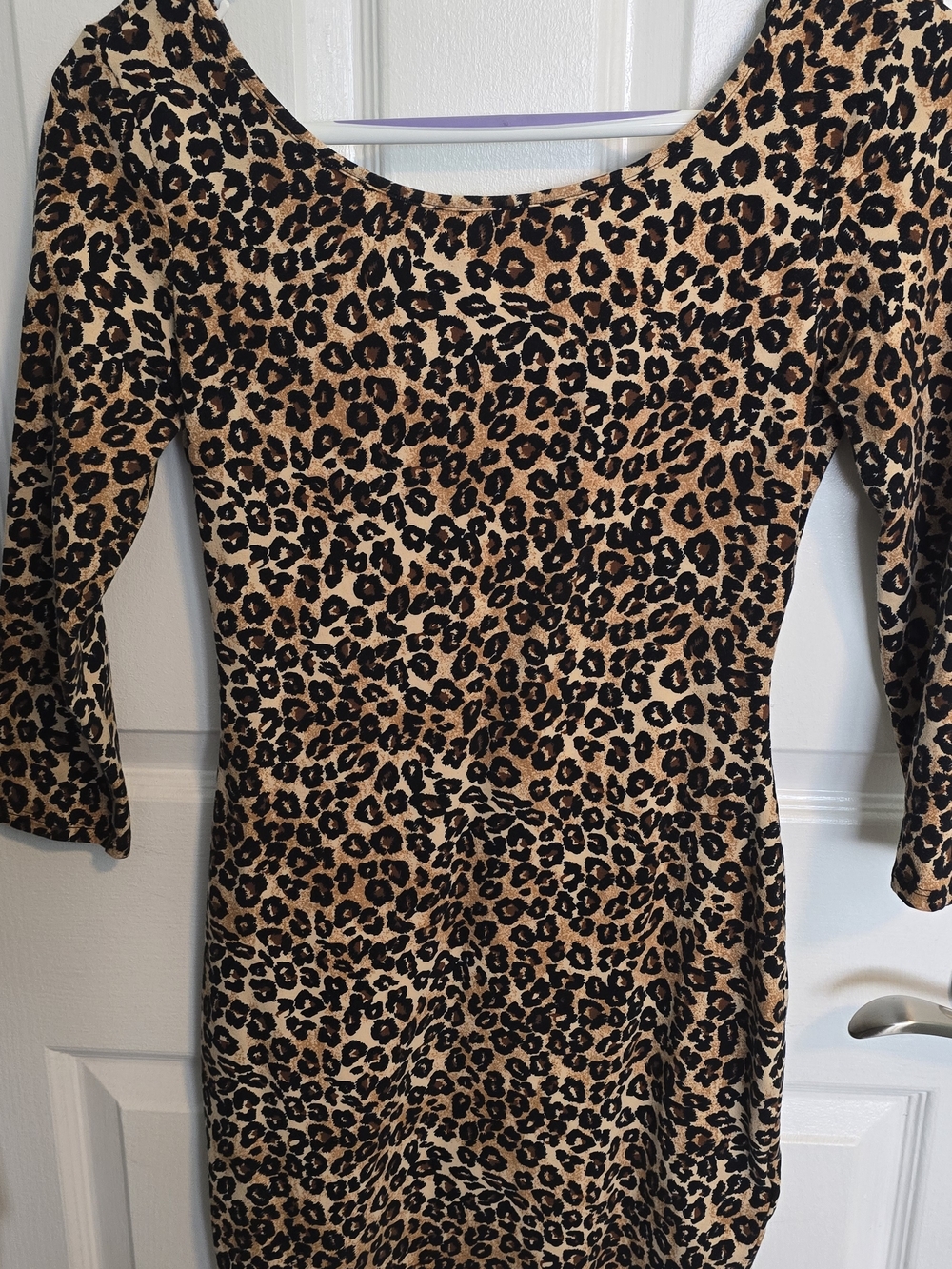 Guess Leopard Print Scoop Neck Dress - Tan & Black